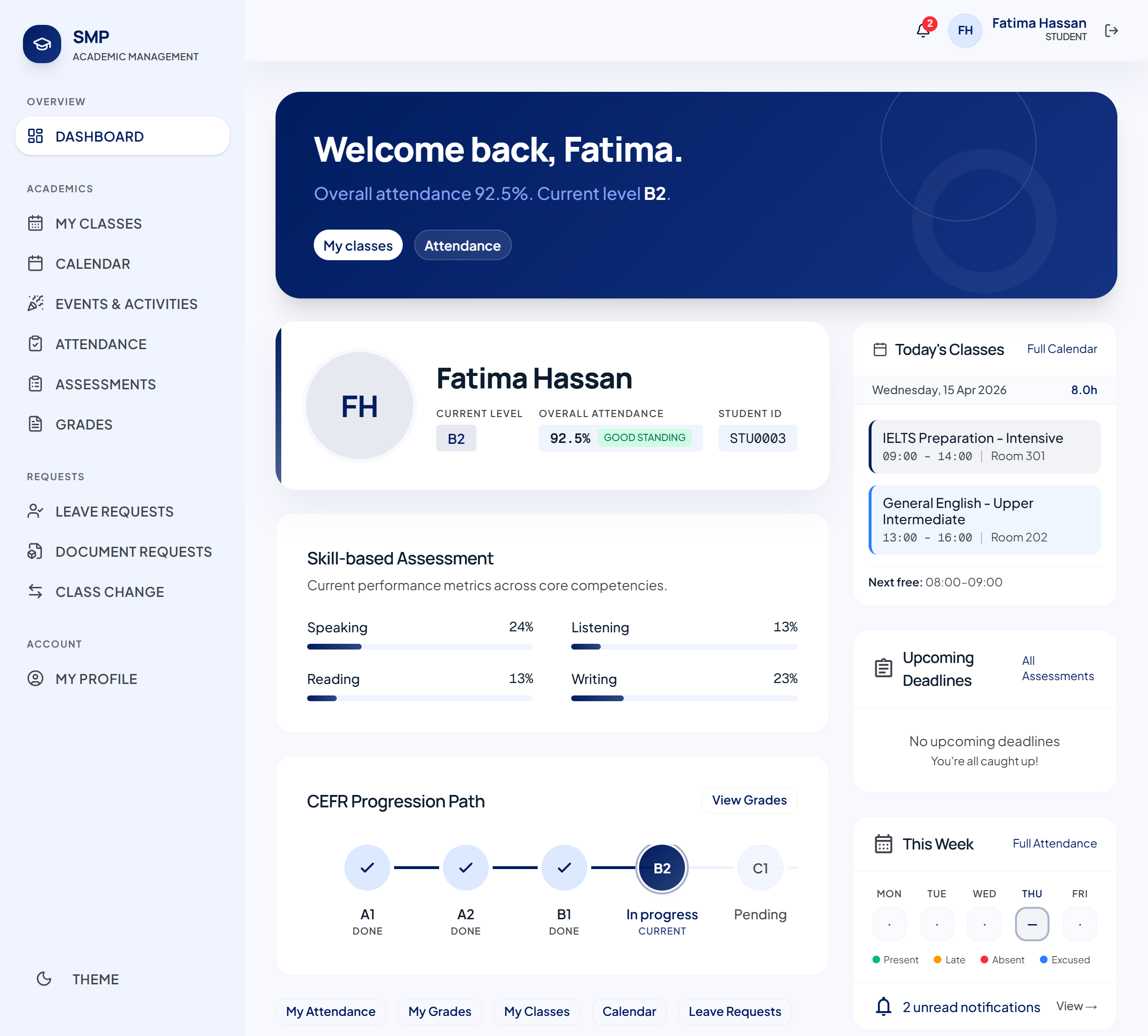 Student dashboard