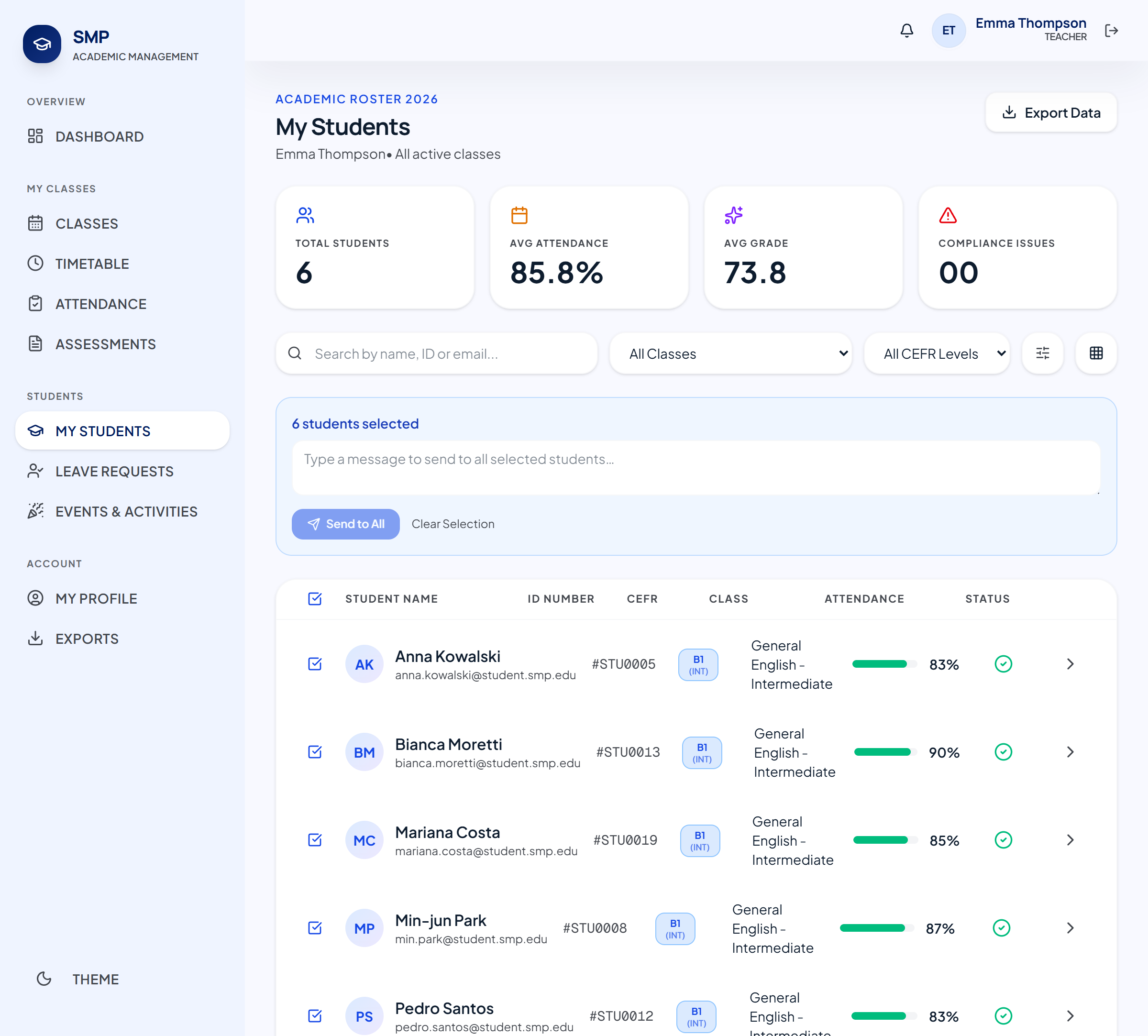 Teacher students overview